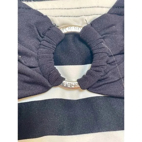 Michael Kors Womens Logo Ring Hardware Stripe Bikini Bottom Black/White Small - Picture 4 of 12
